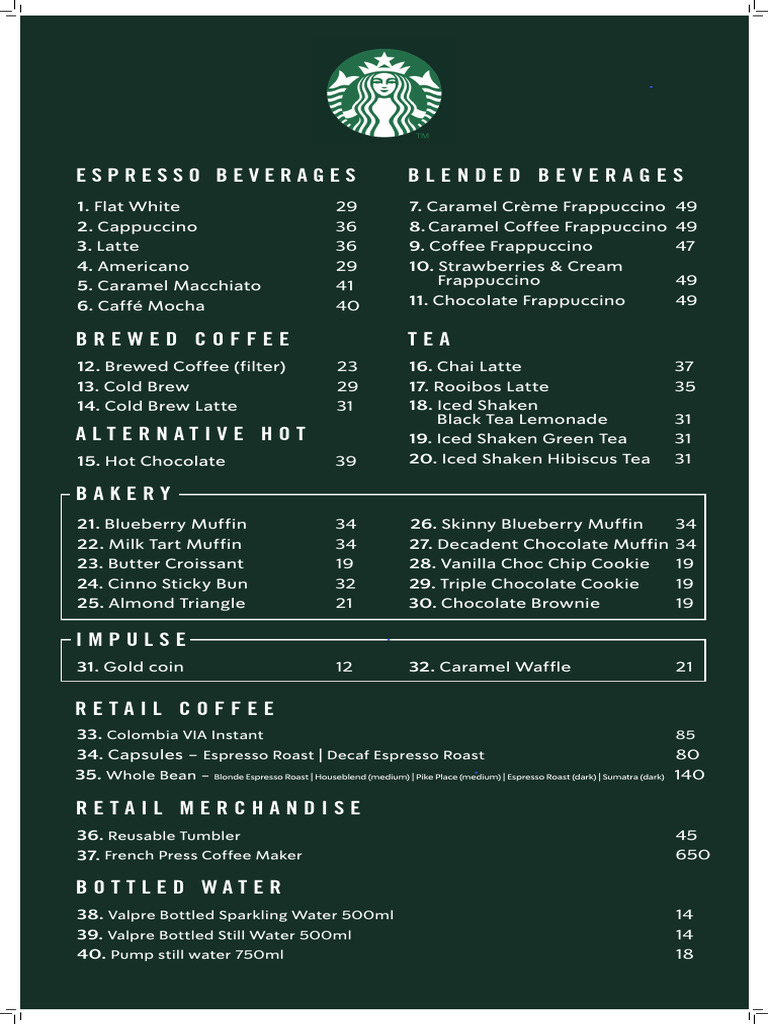 Starbucks Menu Highlights 2021 | PDF | Cooking, Food & Wine