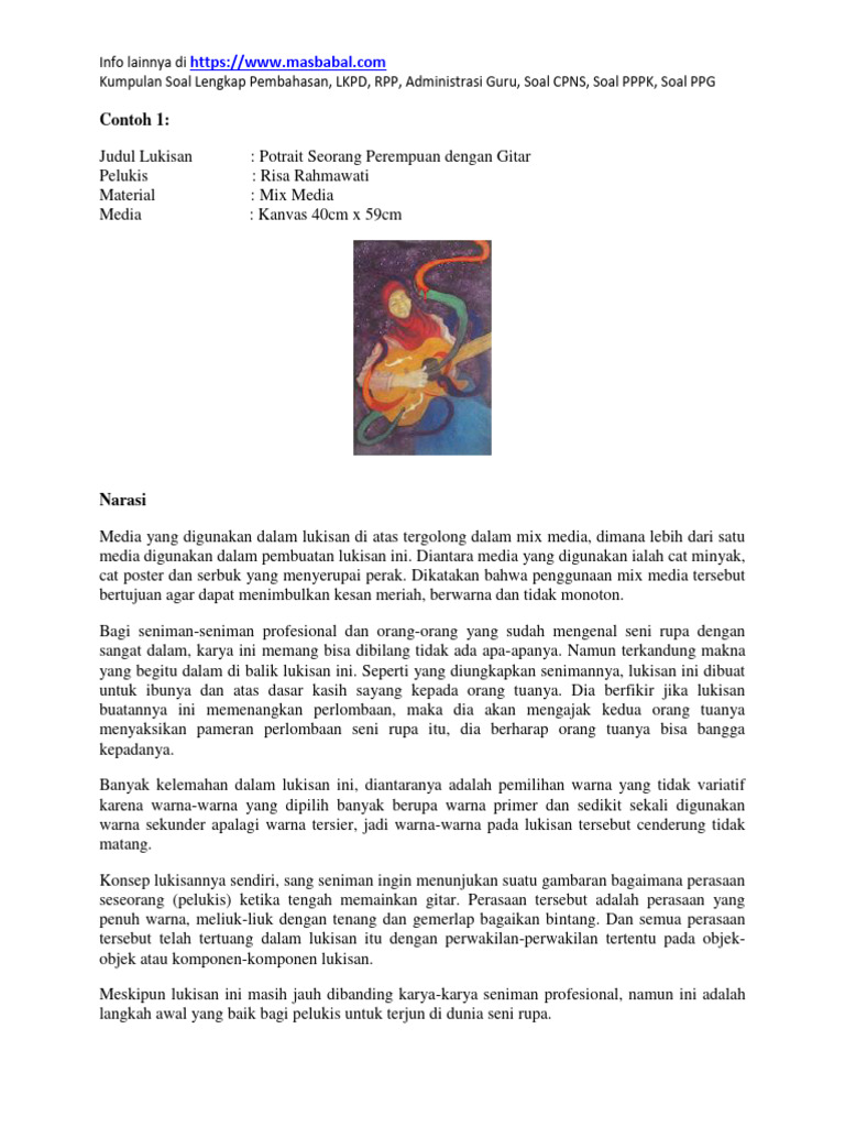 10 Contoh Kritik Karya Seni Rupa Lengkap Beserta Gambarnya | PDF