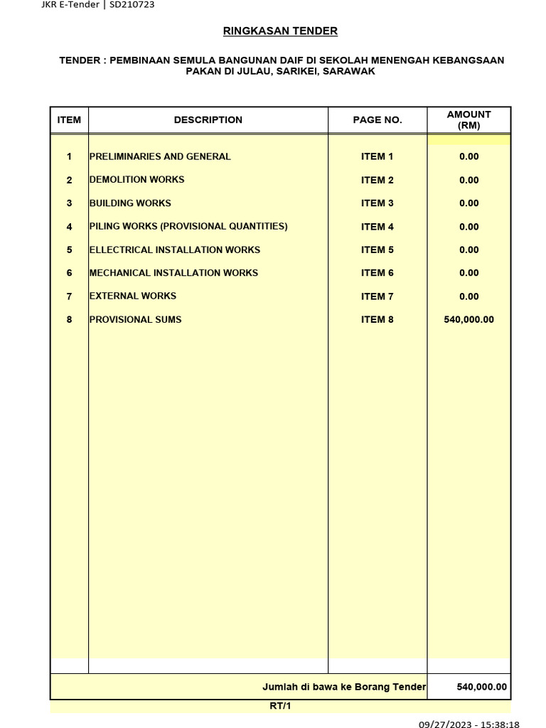 BQ Sekolah Example | PDF