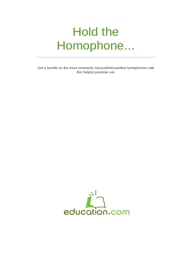 Hold The Homophone | PDF