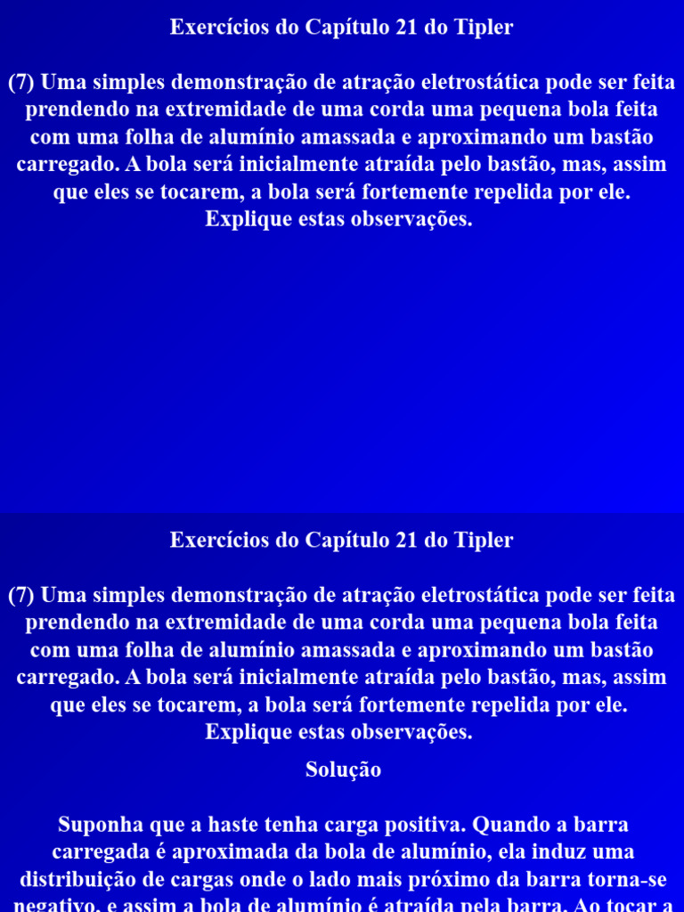 Exercícios de Eletrostática do Tipler | PDF | Elétron | Carga elétrica