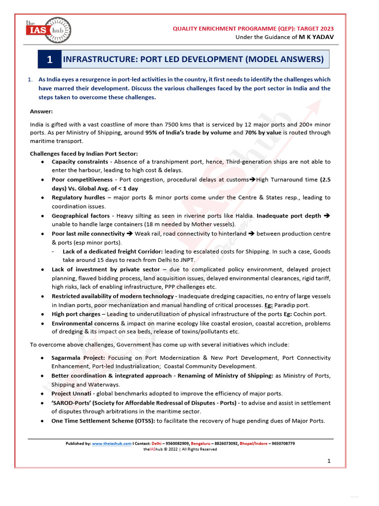 Infra - Port Answer PDF | PDF | Transport | Economies