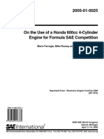 2005-01-0025 On The Use of A Honda 600cc 4-Cylinder Engine For FSAE Competition