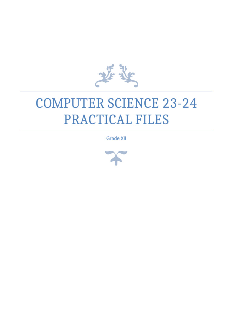 CS Practical File Grade XII | PDF | Computer Program | Programming