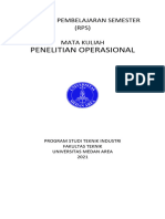 Penelitian Operasional: Rencana Pembelajaran Semester (RPS) Mata Kuliah