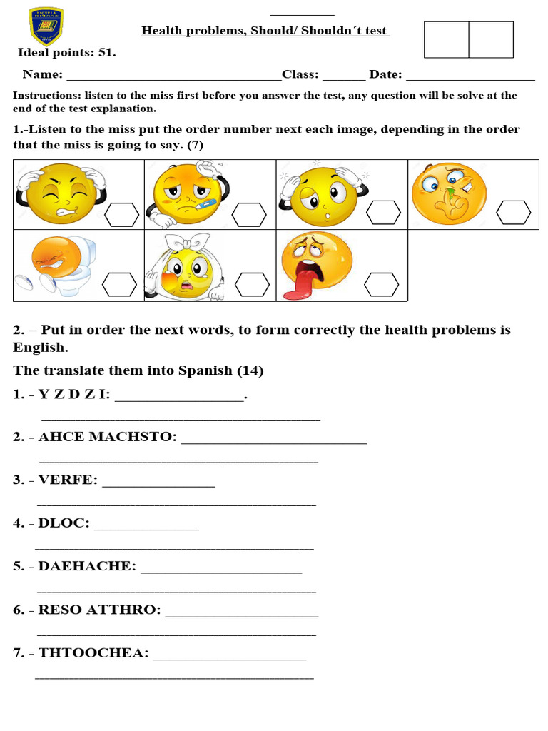 Health Problems Test PDF