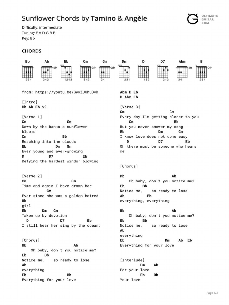 Sunflower Chords PDF
