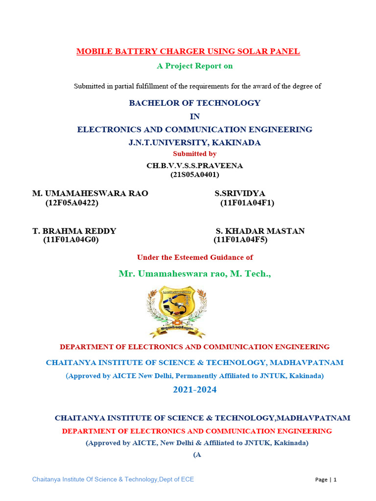SolarMobileCharger Project Work 1 COMPLETED PDF