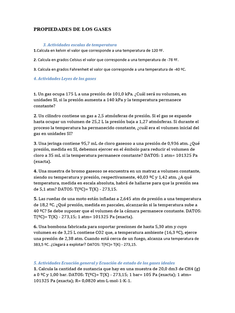 Problemas de Gases y Termodinámica | PDF | Ciencia y matemáticas