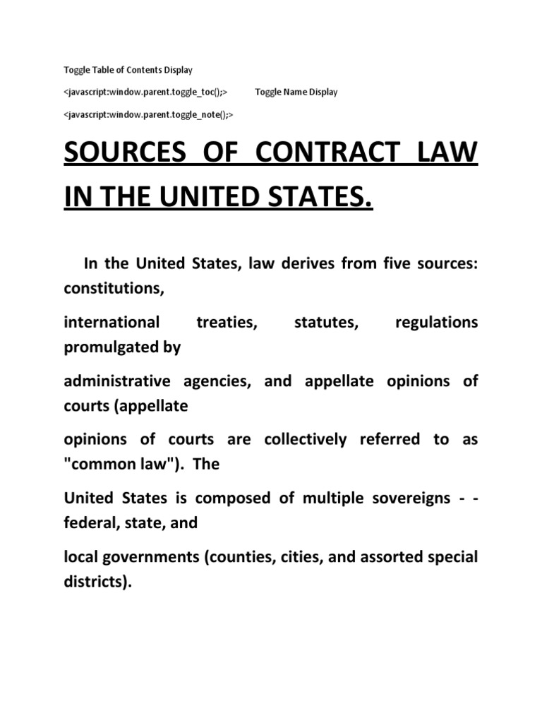 Law of Contract Uniform Commercial Code Common Law