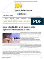 Ronda Colombia 2021 Prevé Inversión Inicial Superior A $148 Millones en 30 Áreas - PETROGUIA