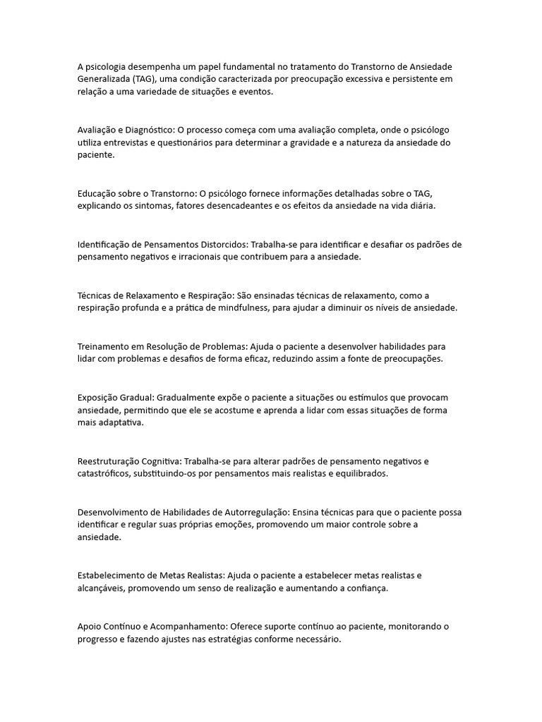 Tratamento do Transtorno de Ansiedade Generalizada | PDF | Ansiedade ...