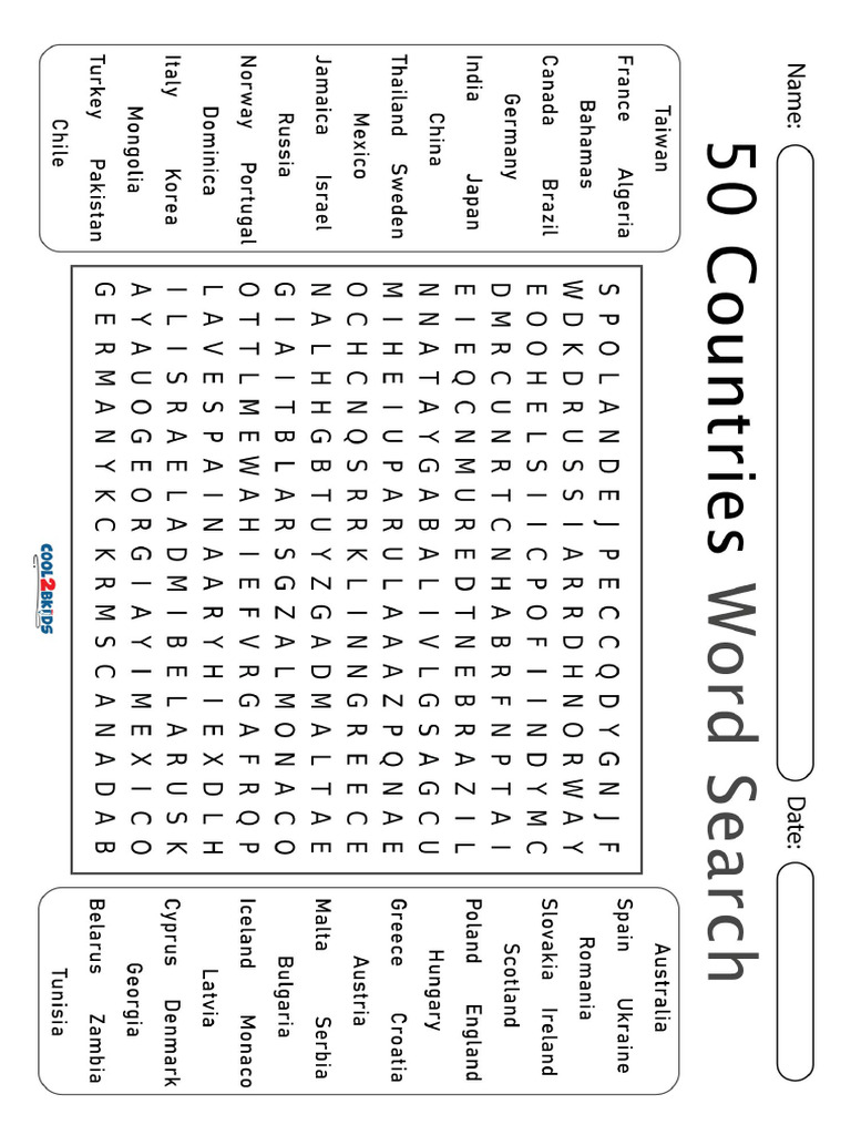 List The 50 Countries