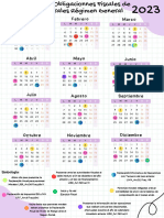 Calendario Anual 2023 Vector Ilustrado Rosa y Verde