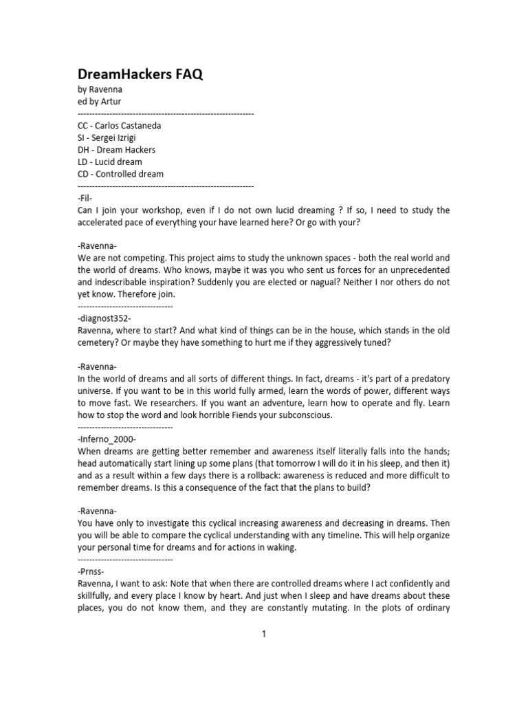 Rv dreamhackers faq pdf dream sleep