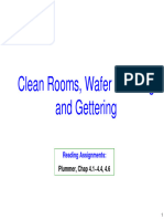 Clean Rooms, Wafer Cleaning and Gettering. Reading Assignments - Plummer, Chap 4.1 - 4.4, 4.6