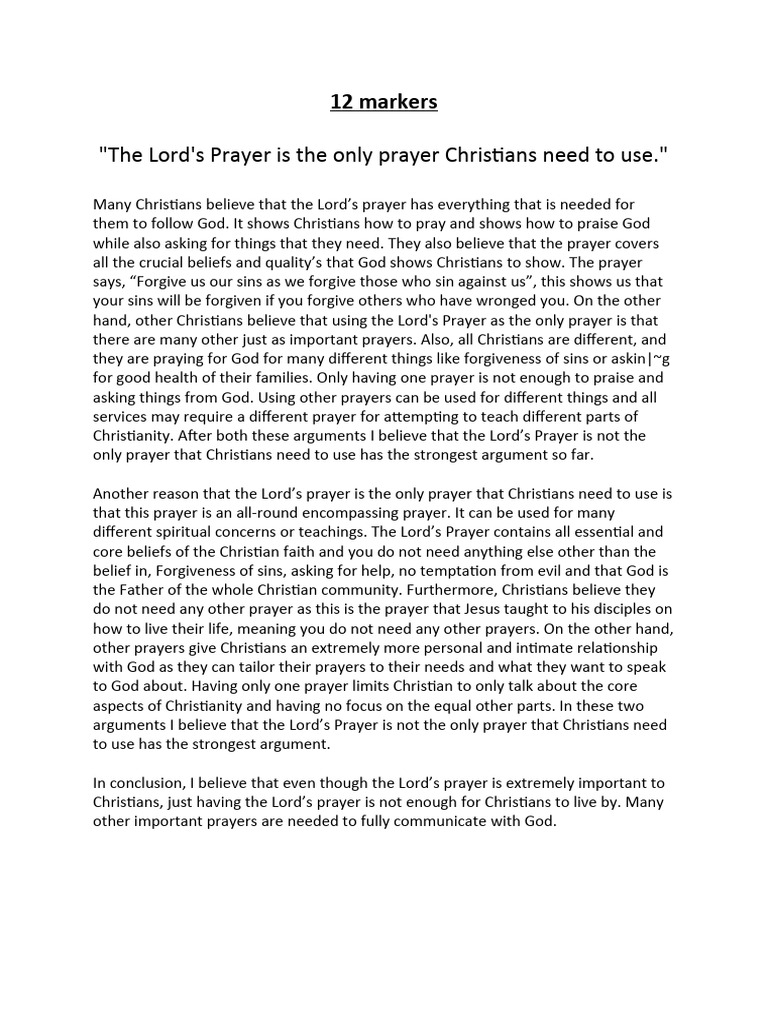 12 Markers PDF Prayer Lord's Prayer