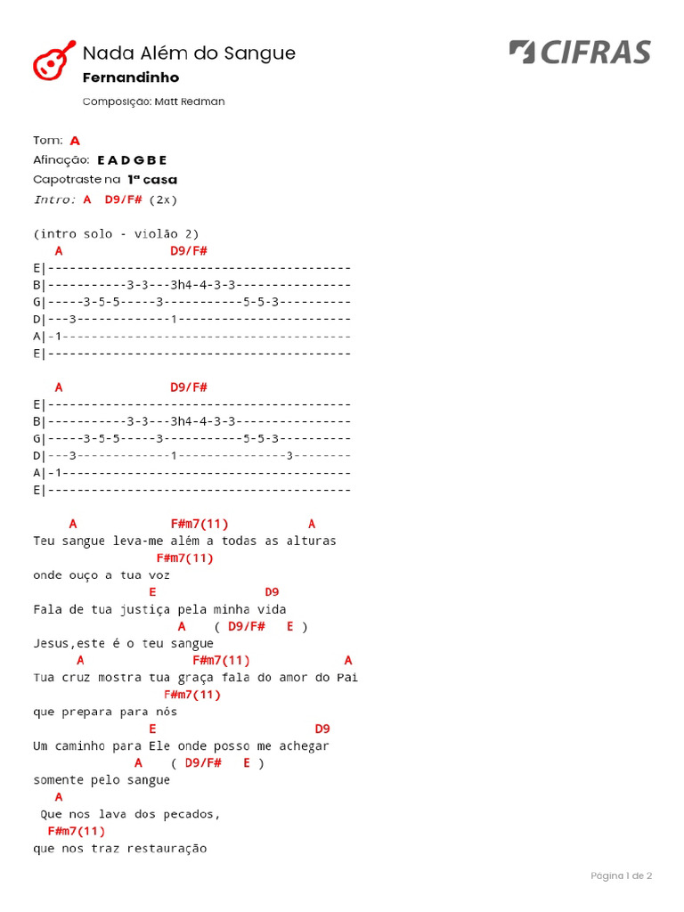 CIFRAS Cifra Fernandinho NadaAlemdosangue (1) PDF