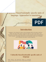 Culturally Biased and Nationally Specific Units of Language. Approaches To Translation