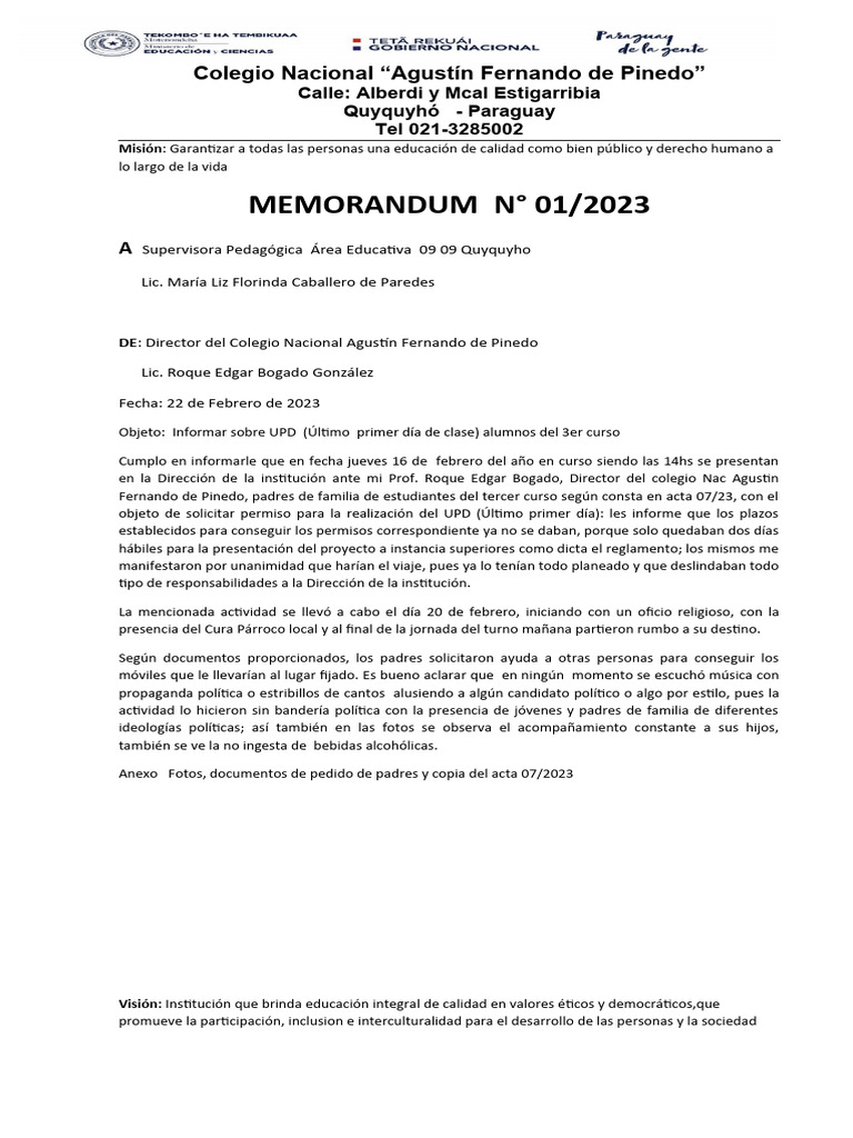Memo 1 | PDF