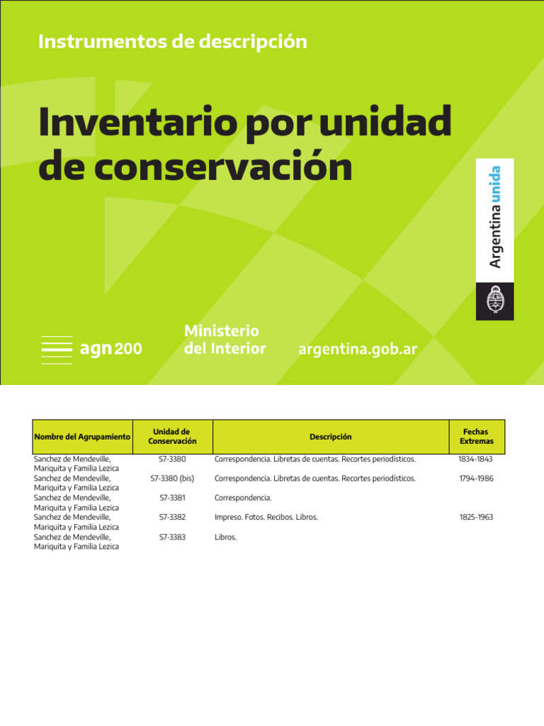 Mariquita Sanchez de Mendeville y Familia Lezica Inventario Por Uc PDF