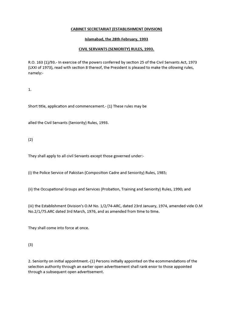 Seniority Rules 1993 PDF