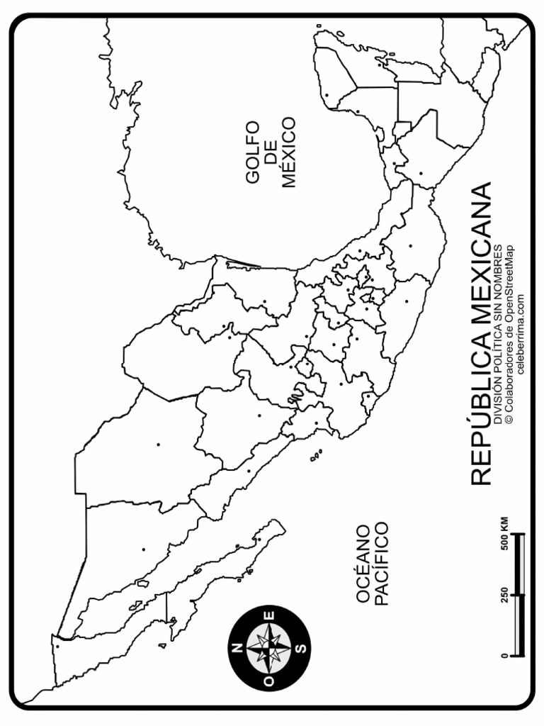 Mapa República Mexicana Con División Política Sin Nombres | PDF