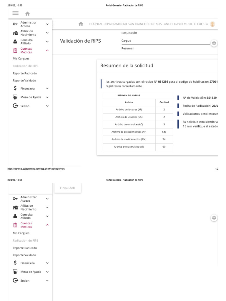 Portal Genesis - Radicacion de RIPS | PDF