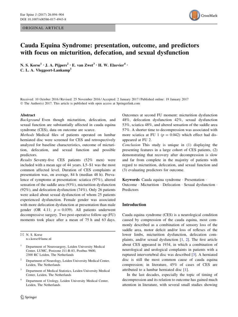 Urination And Defecation Dysfunction