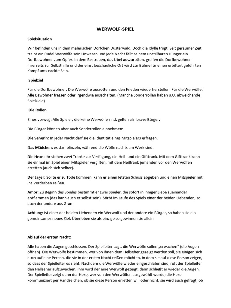 Werwolf Spielanleitung | PDF