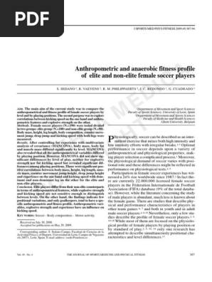 Anthropometric and anaerobic fitness profile of elite and non-elite female soccer players
