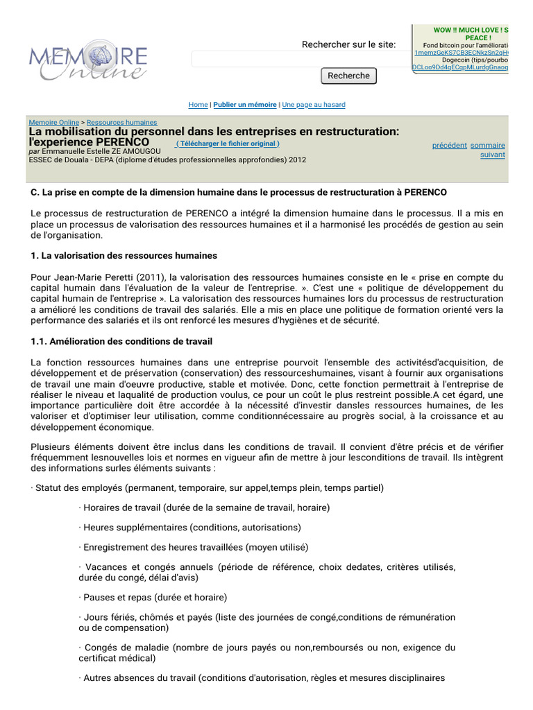 Mobilisation du personnel chez PERENCO | PDF