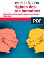 Aux Origines Des Sciences Humaines - Linguistique, Philosophie, Logique, Psychologie (1840-1940) by Bernard Laks John Goldsmith