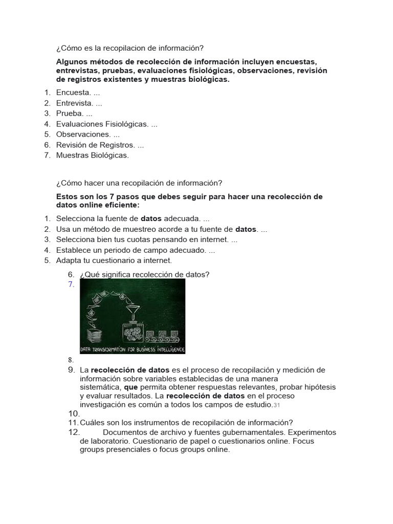 Cómo Es La Recopilacion de Información | PDF | Crecimiento personal y ...