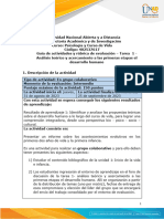 Guía de Actividades y Rúbrica de Evaluación - Unidad 1 - Tarea 1 - Análisis Teórico y Acercamiento A Las Primeras Etapas Del Desarrollo Humano