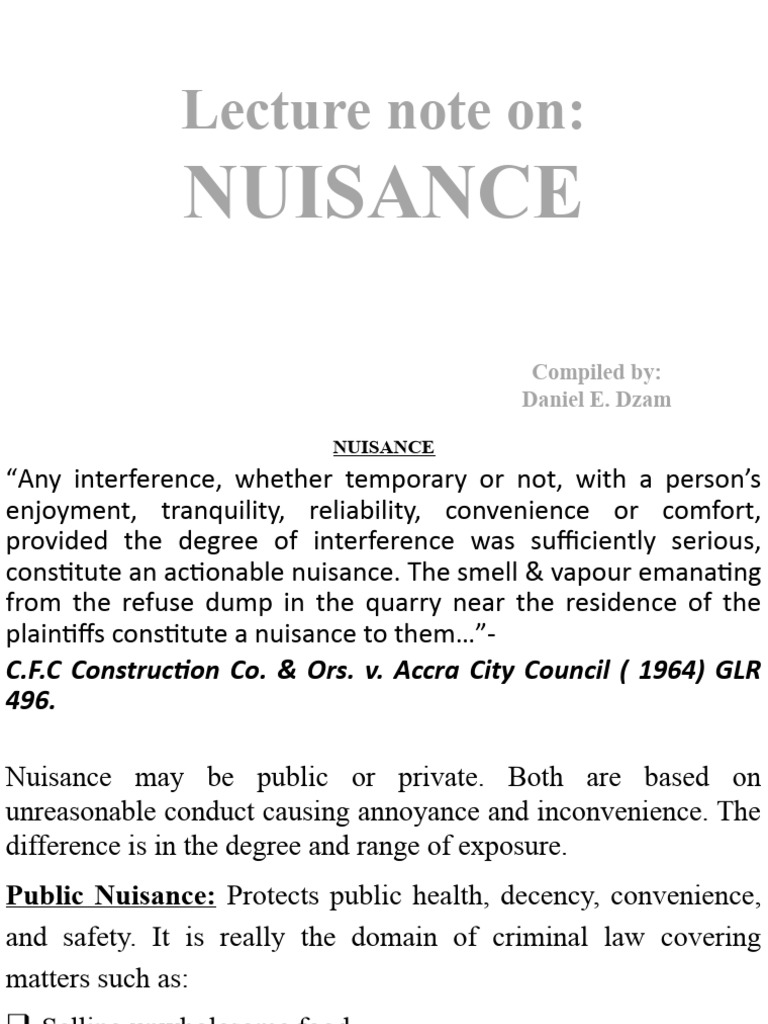 Tort Nuisance Pdf
