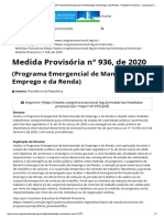 Tramitação Da Medida Provisória N° 936, de 2020 (Programa Emergencial de Manutenção Do Emprego e Da Renda) - Medidas Provisórias - Congresso Nacional