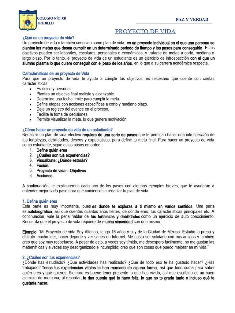 Proyecto de Vida de Un Estudiante | PDF | Educación más alta