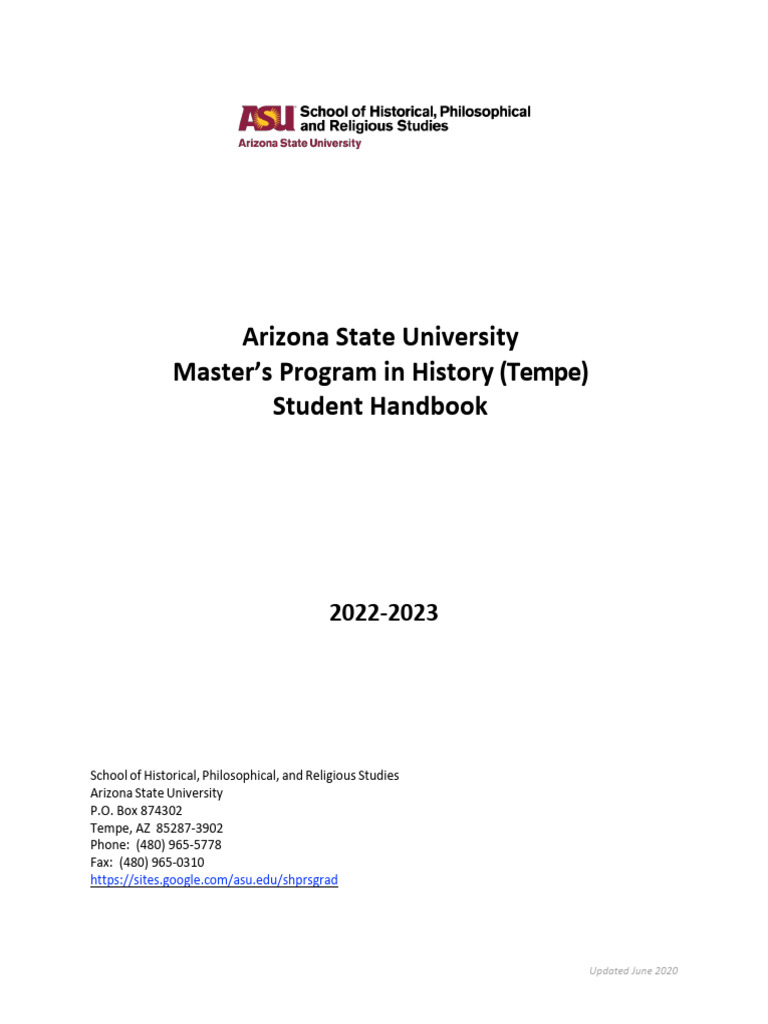 ASU History MA Student Handbook 2022-23 | PDF | Thesis | Postgraduate ...