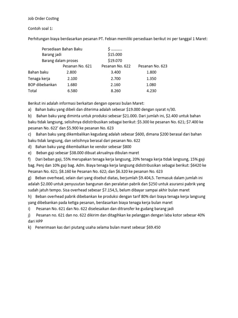 Kasus Job Order Costing01 | PDF