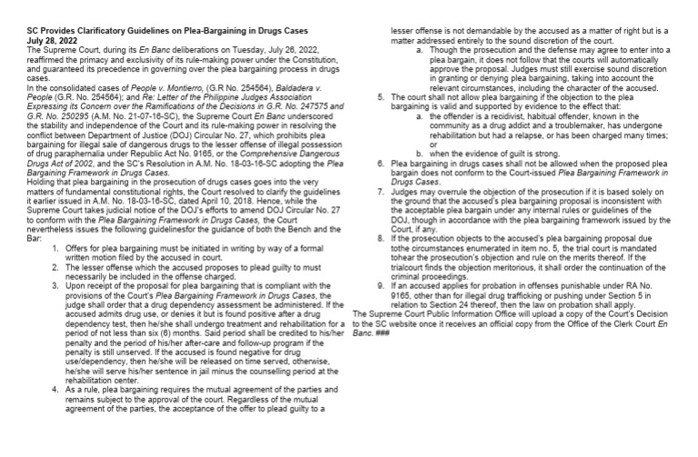 SC Clarificatory Guidelines on Plea Bargaining cases PDF