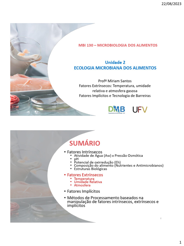 AULA 3 - ECOLOGIA MICROBIANA DOS ALIMENTOS - FATORES EXTRÍNSECOS E ...