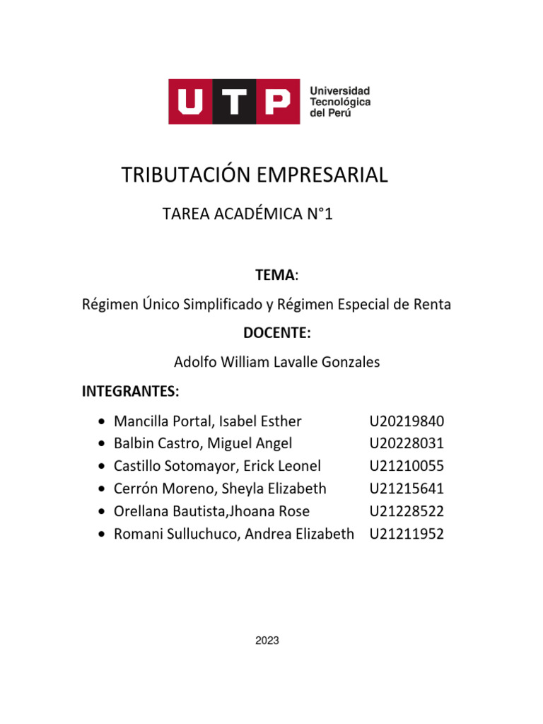 Tarea Academica 1 - Te | PDF | Impuestos | Impuesto sobre la renta