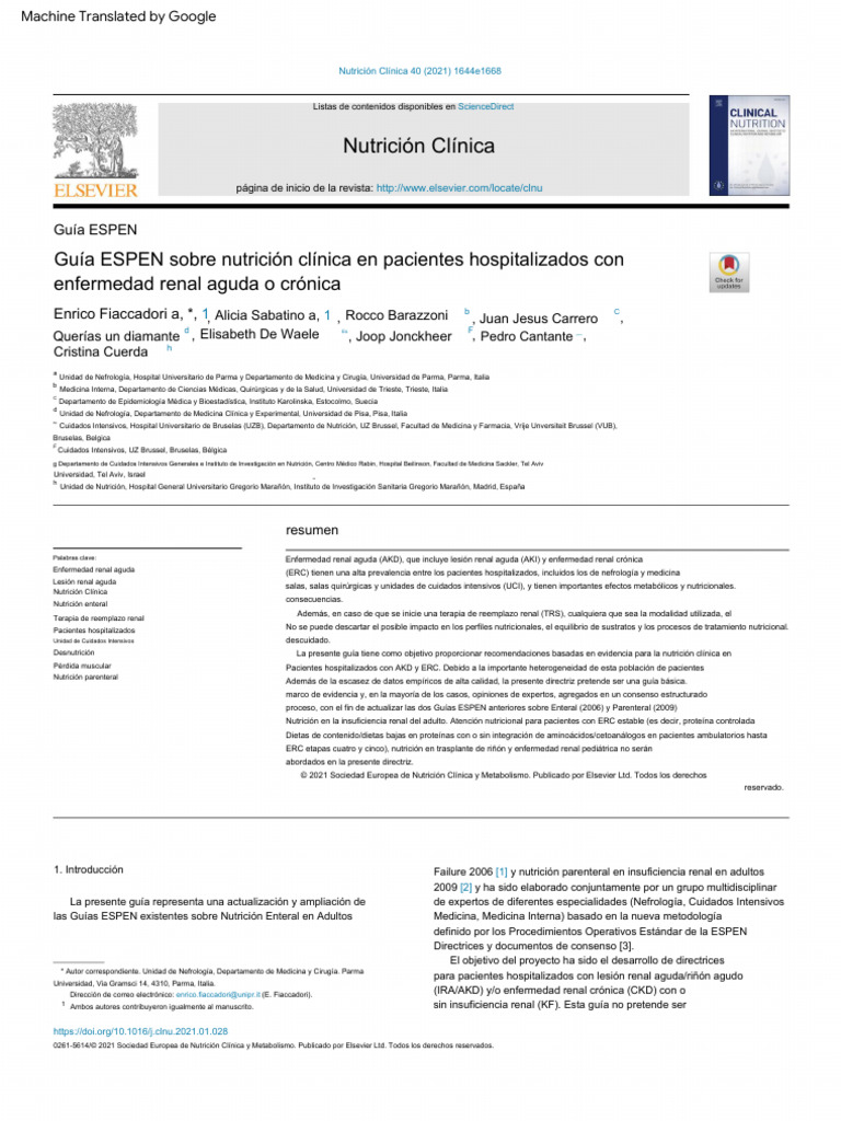 ESPEN Guideline On Clinical Nutrition in Hospitalized Patients With ...