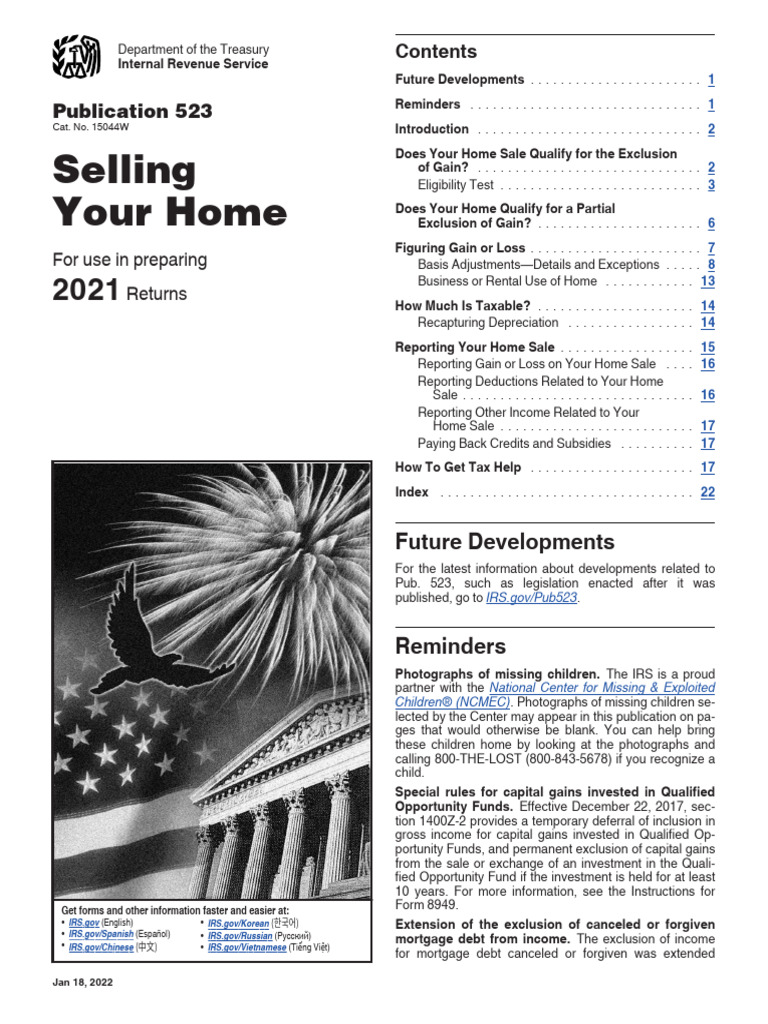 Publication 523 Selling Your Home (2021) PDF Irs Tax Forms