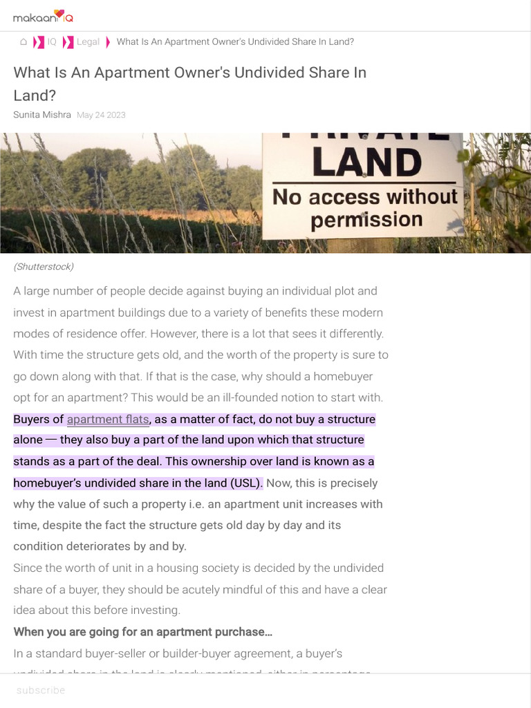 Undivided Share of Land (UDS) Importance, Uses For Homebuyers PDF