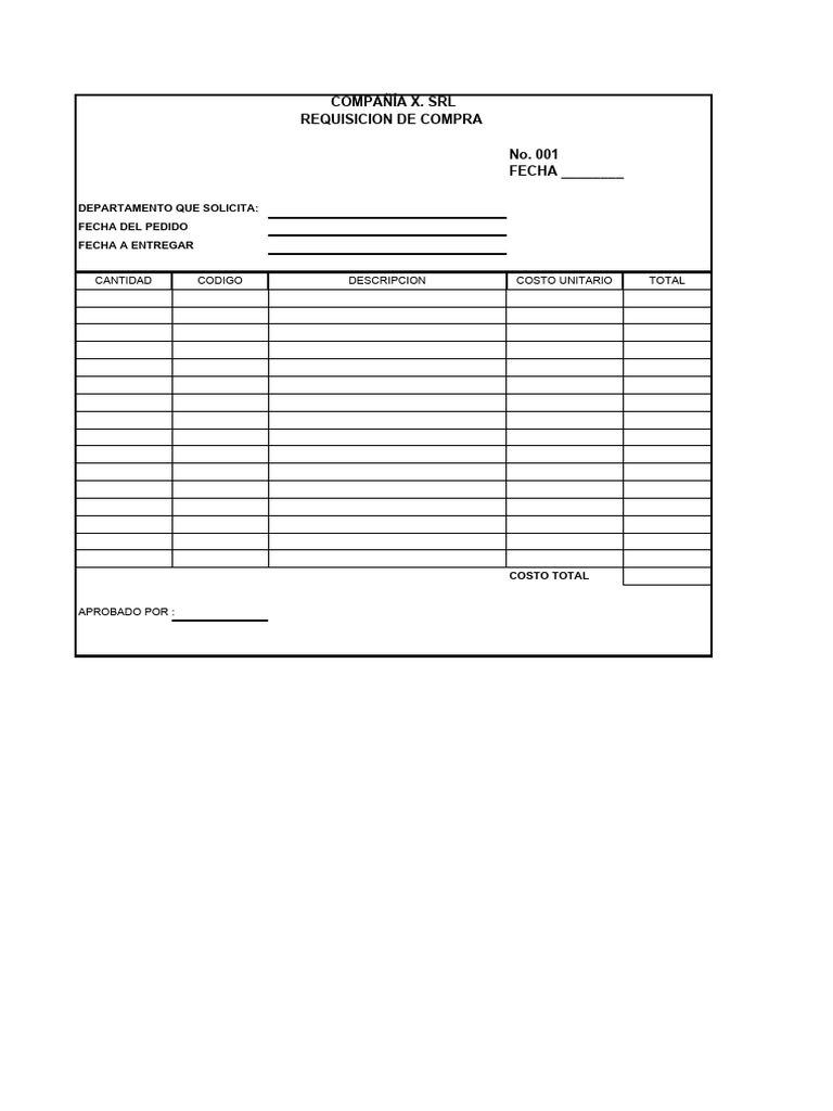 Requisición y Orden de Compra SRL | PDF