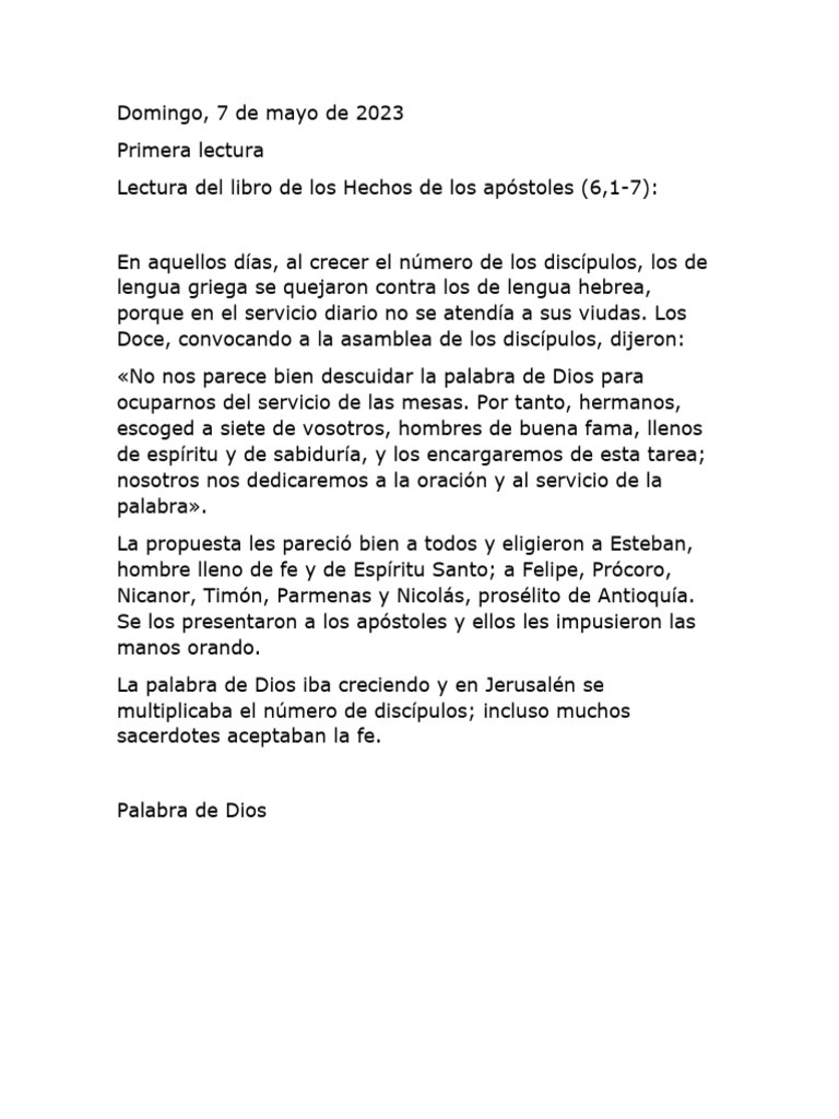 Lecturas Del Domingo 7 de de Mayo 2023 (1) PDF