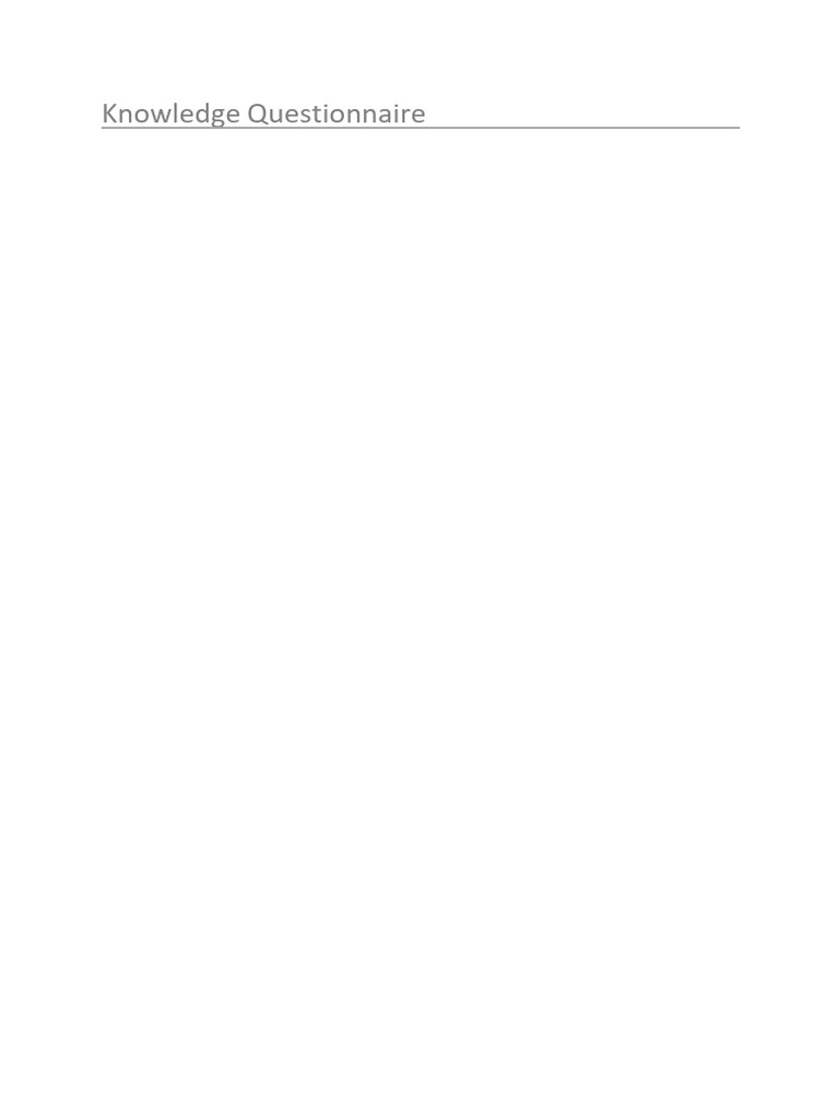 Knowledge Questionnaire | PDF