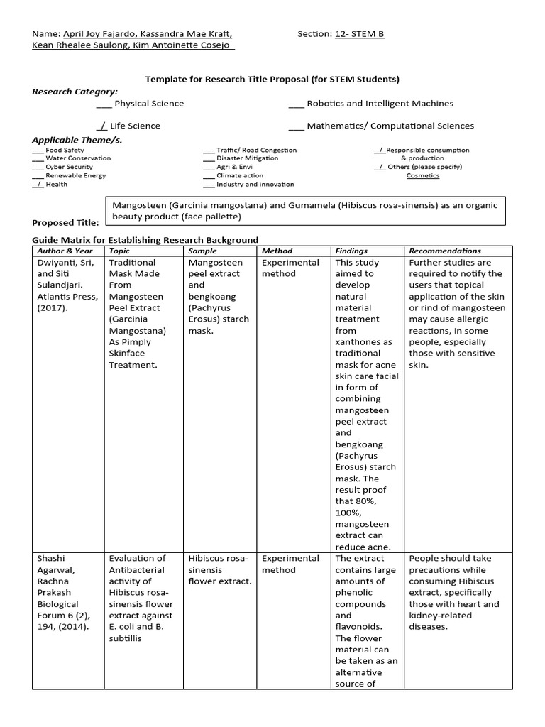 Title Proposal Template PDF